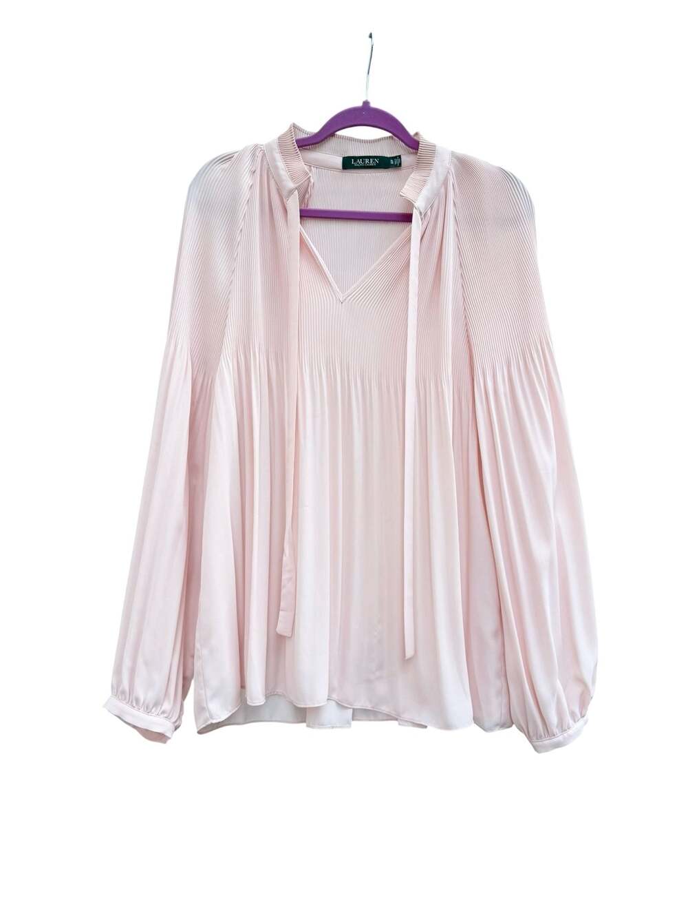 Lauren Ralph Lauren Pleated V-Neck Blouse Size XS